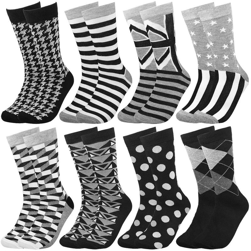 Falari Men Colorful Funny Novelty Crazy Combed Casual Dress Socks (8-pack 939) - Image 1